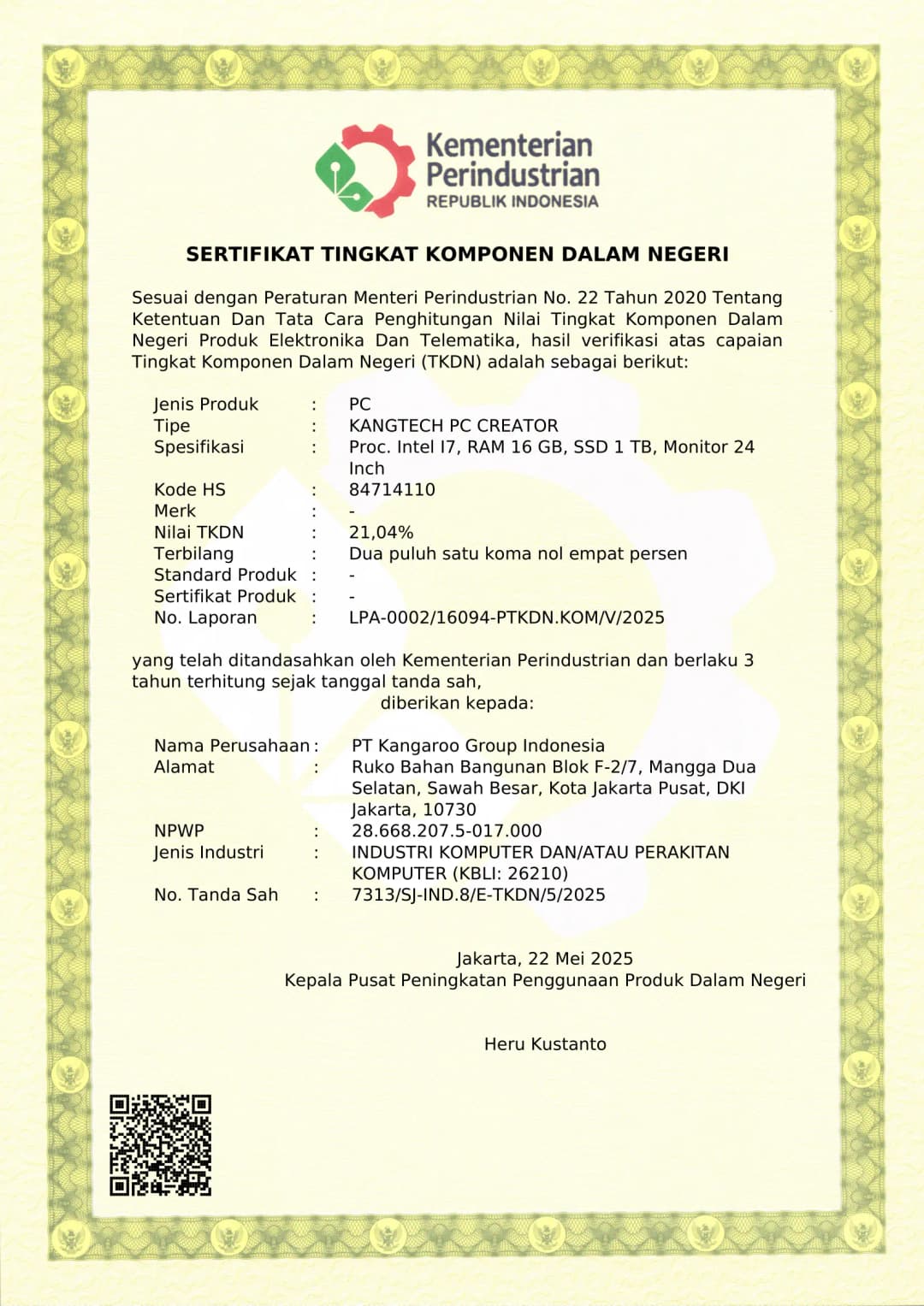 Sertifikat TKDN 3